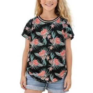 Tucker & Tate Girls Large 10/12 Shirt Tropical Floral Lightweight Summer Tee